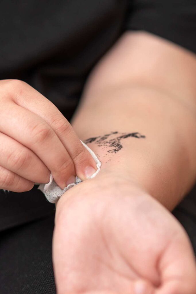 After tattoo care by cleaning the tattoo

