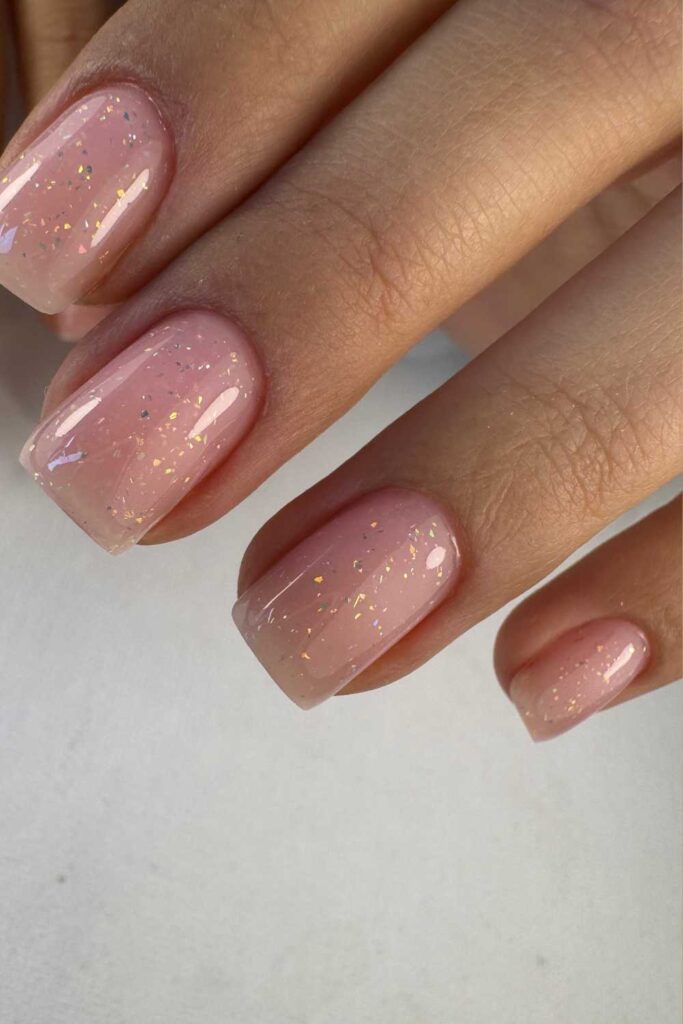 A hand with a minimalist short nails designs
