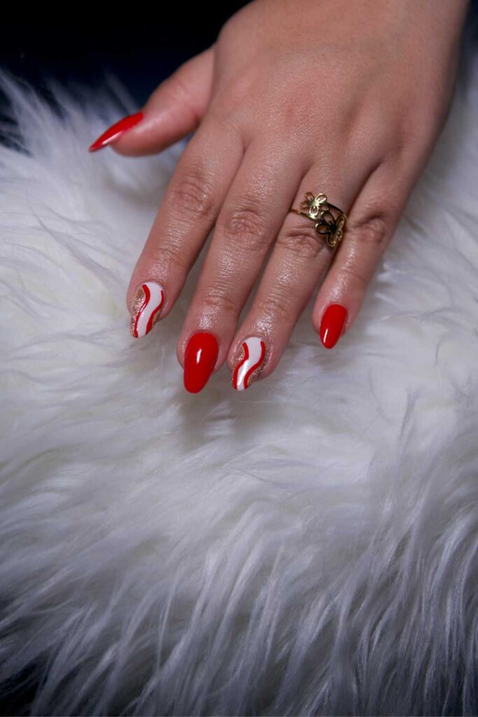 A seasonal nail design hand

