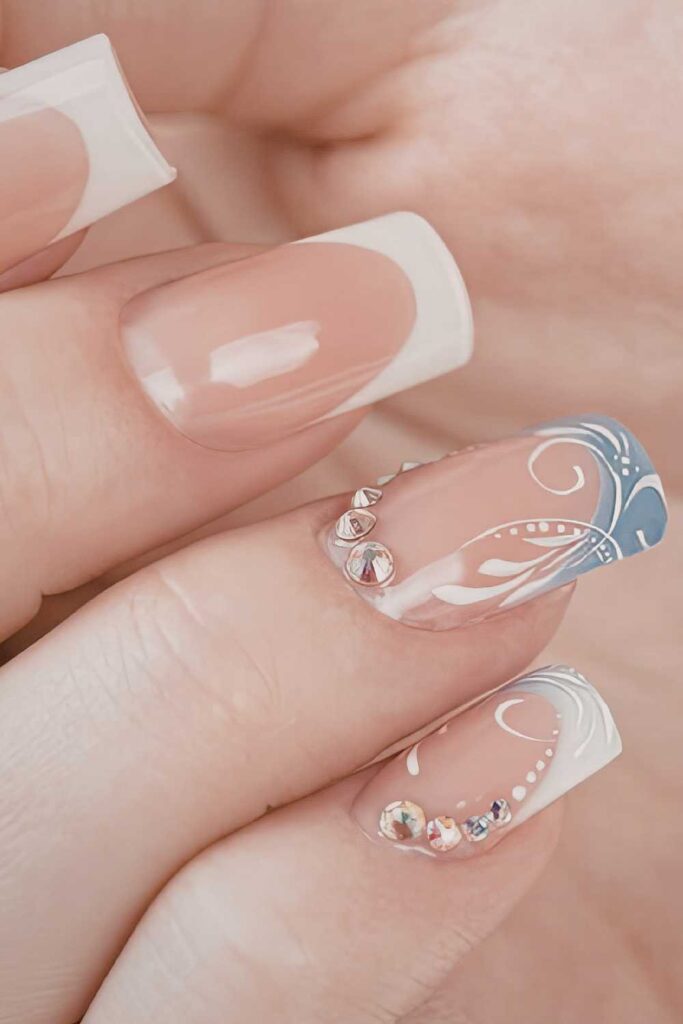 hand with mixed tips nails design
