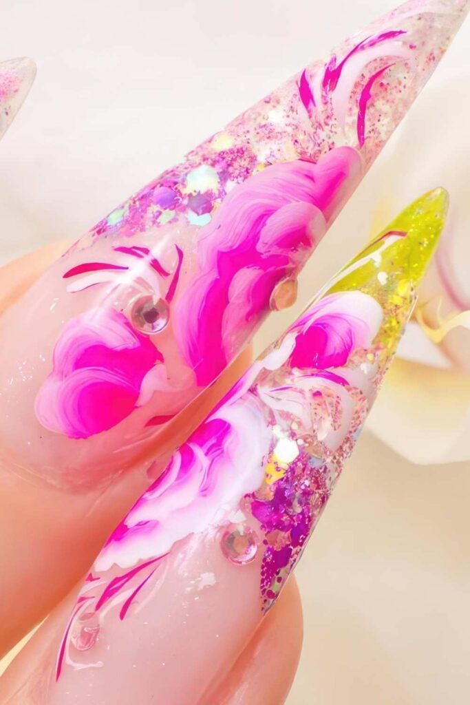 A picture of Floral French tip nails