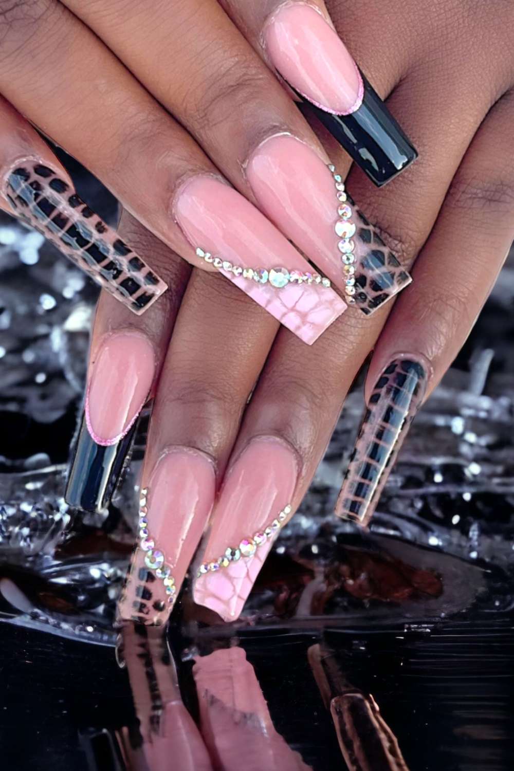 Easy tropical summer nails design with bright colors.