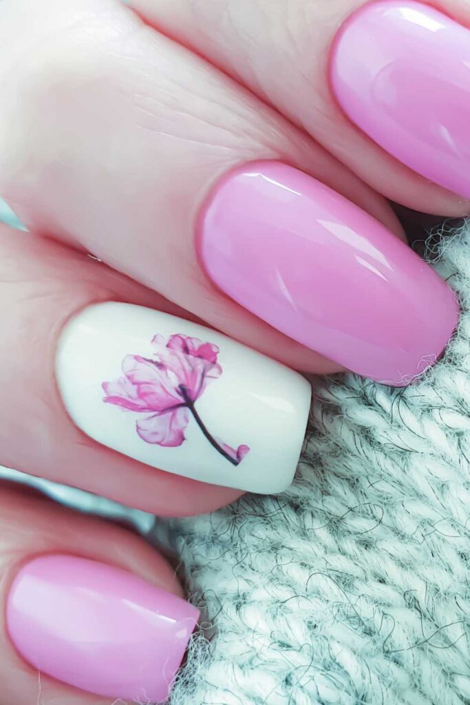 soft baby plain pink nails design
