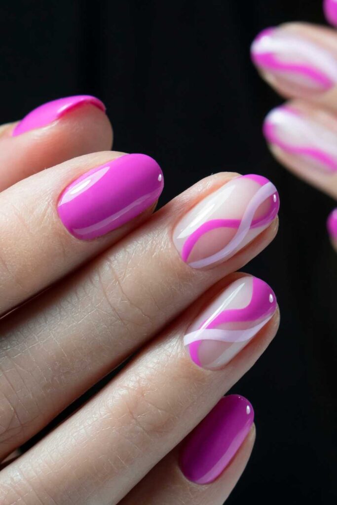 A picture of bright colored nail design