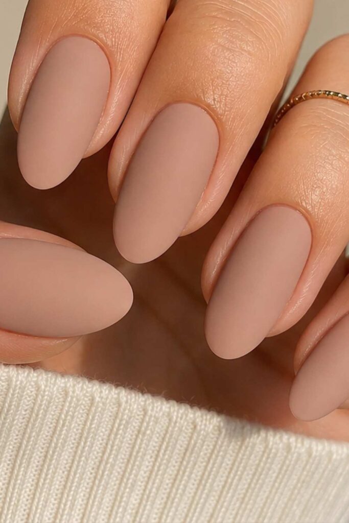 plain matte nude nails design