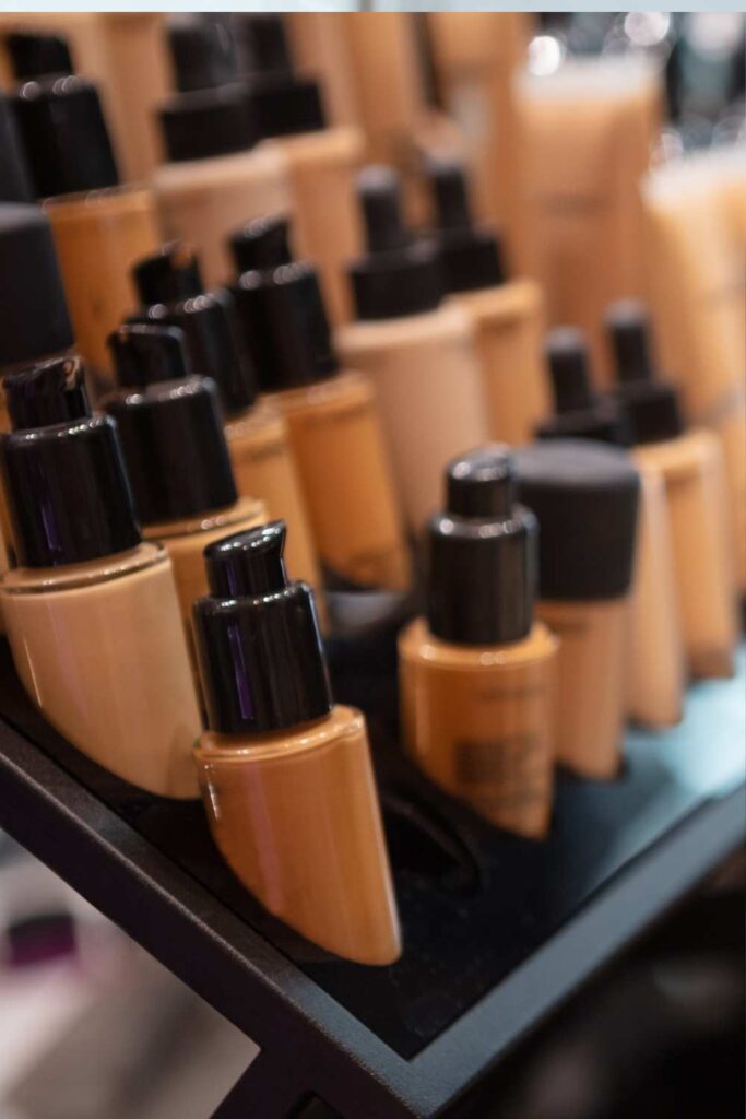 A picture of different foundation shades.