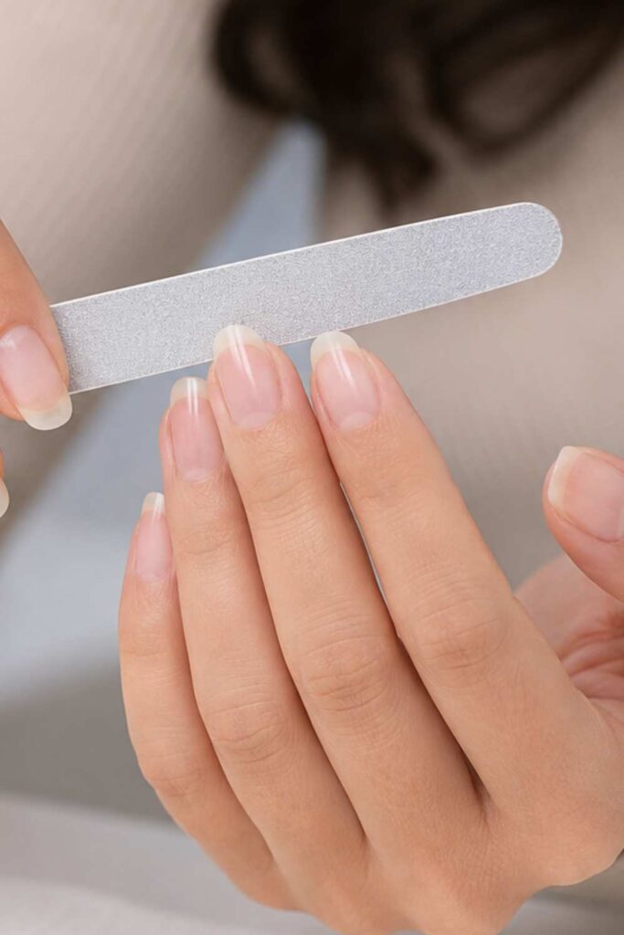 Using file to shape the nails