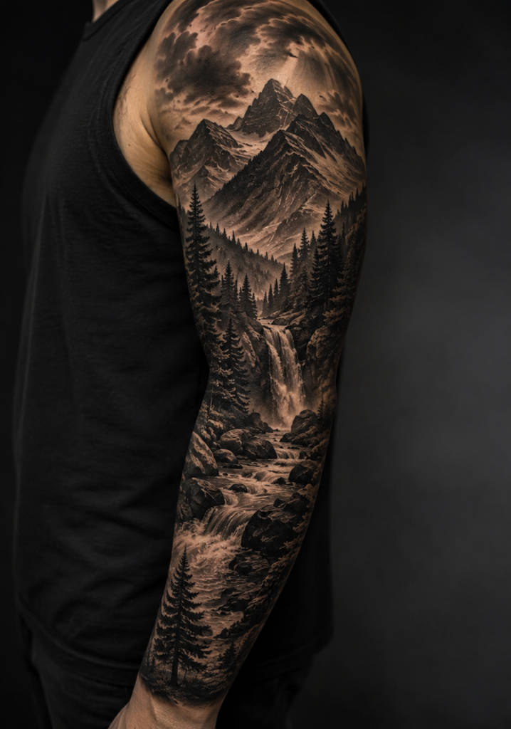 A nature bold sleeve tattoo design