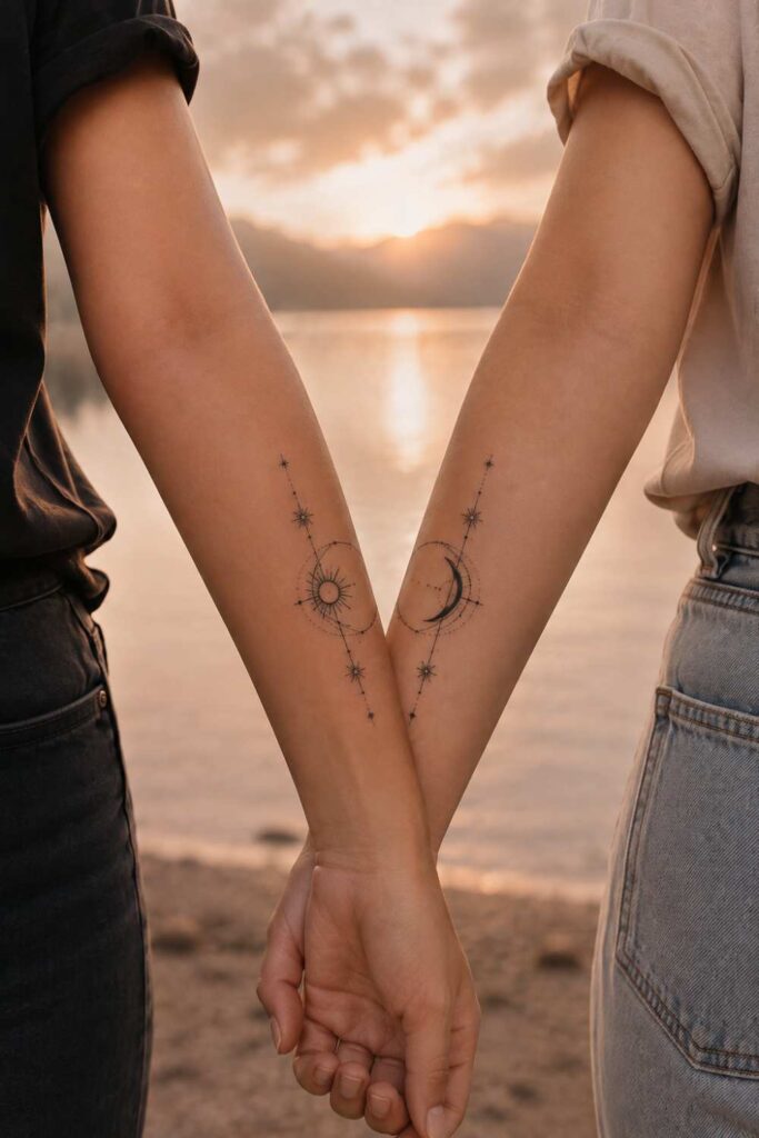 A picture of best friends tattoo signifying permanent bond 
