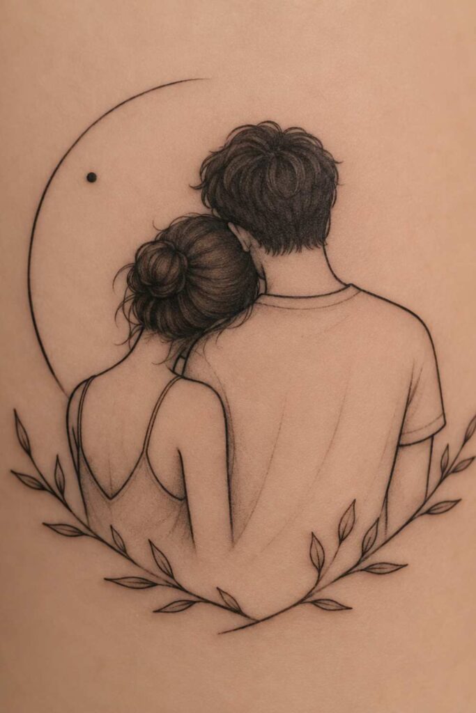a picture of a cute couple tattoo