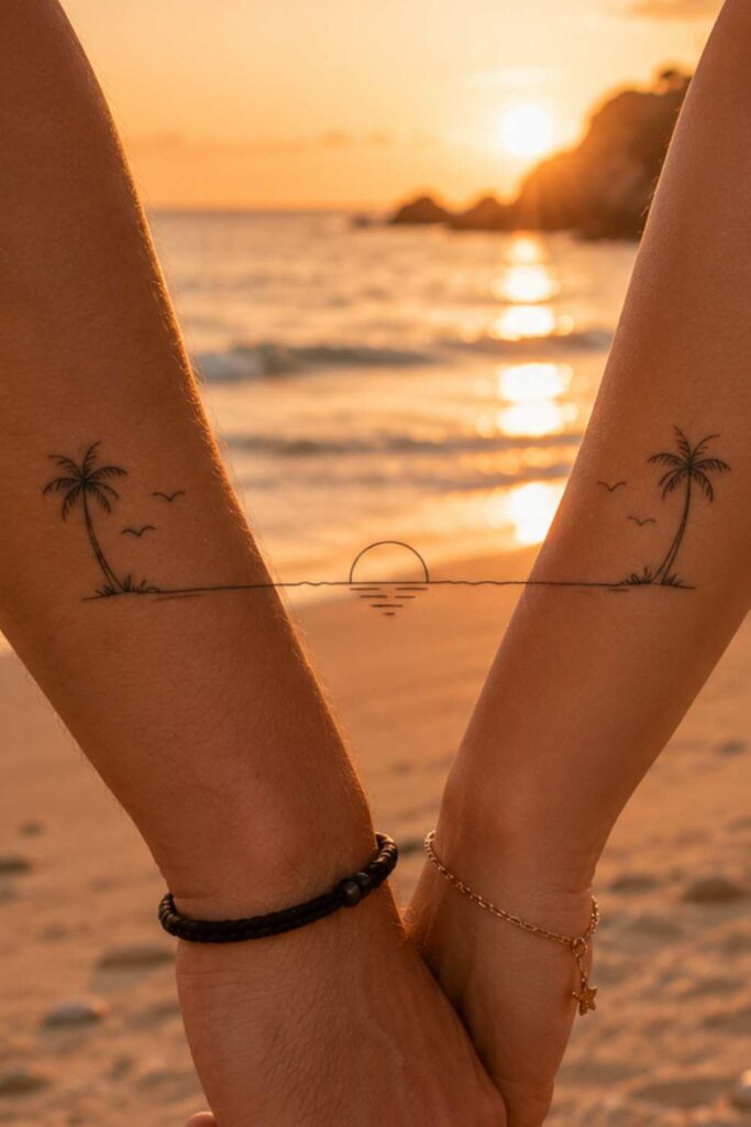 A picture of forearm couple tattoo