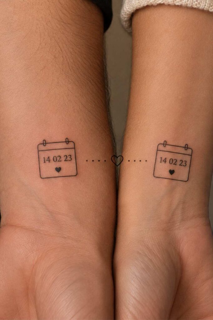 couple tattoo showing an important date