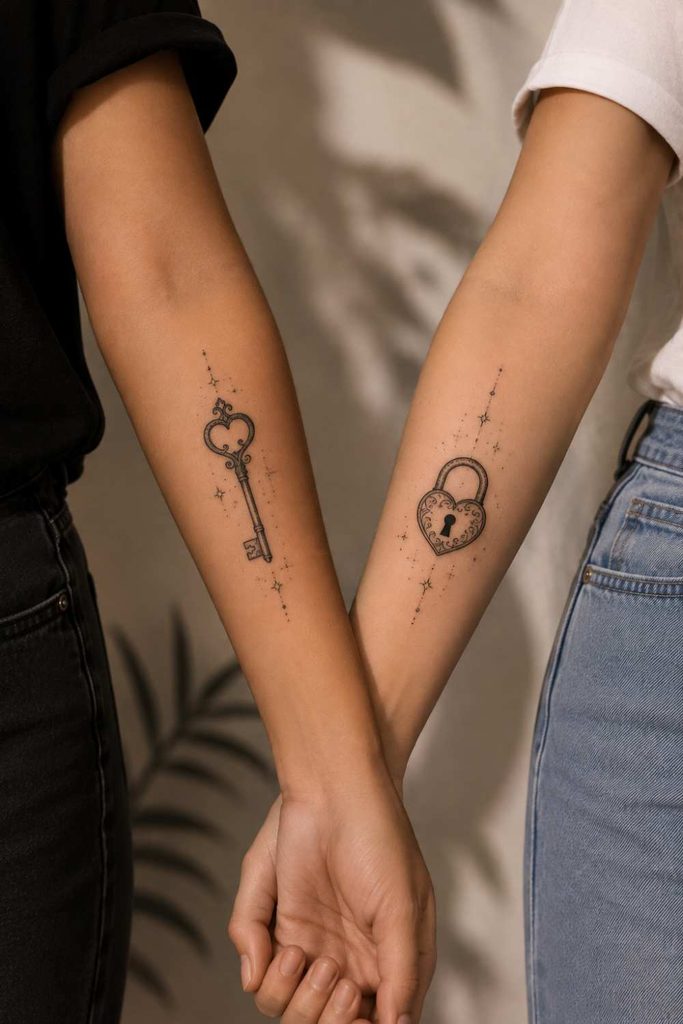 A picture of lock and key tattoo