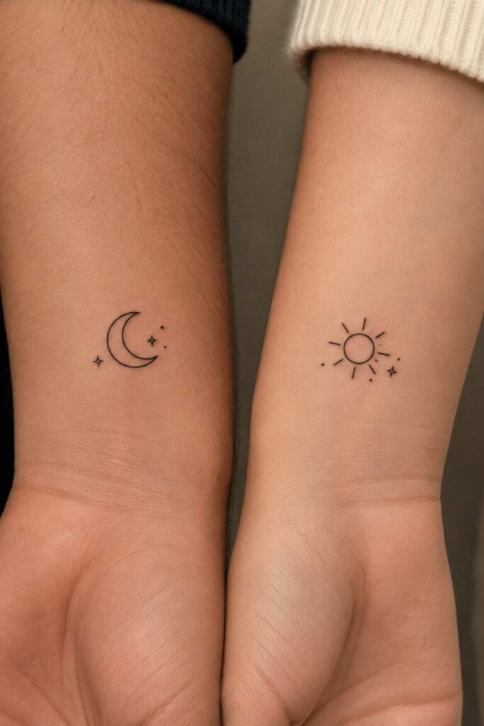 A picture of matching couple tattoo
