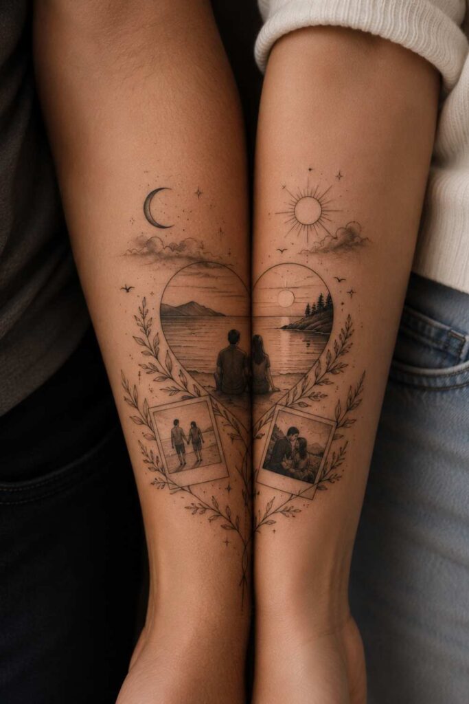 couple tattoo on the wrist that reminds special memories