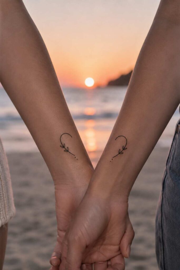 A picture of a small symbol tattoo for  best friends