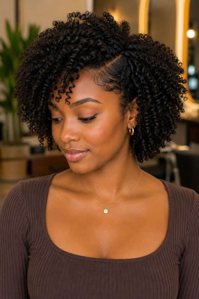 A picture of a natural curly hairstyle