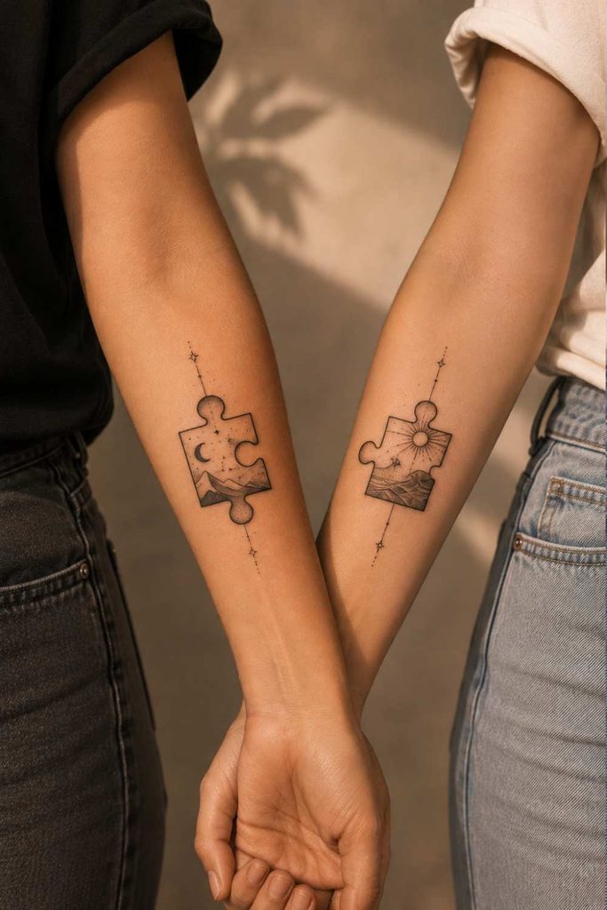 A picture of puzzle piece tattoo for best friends