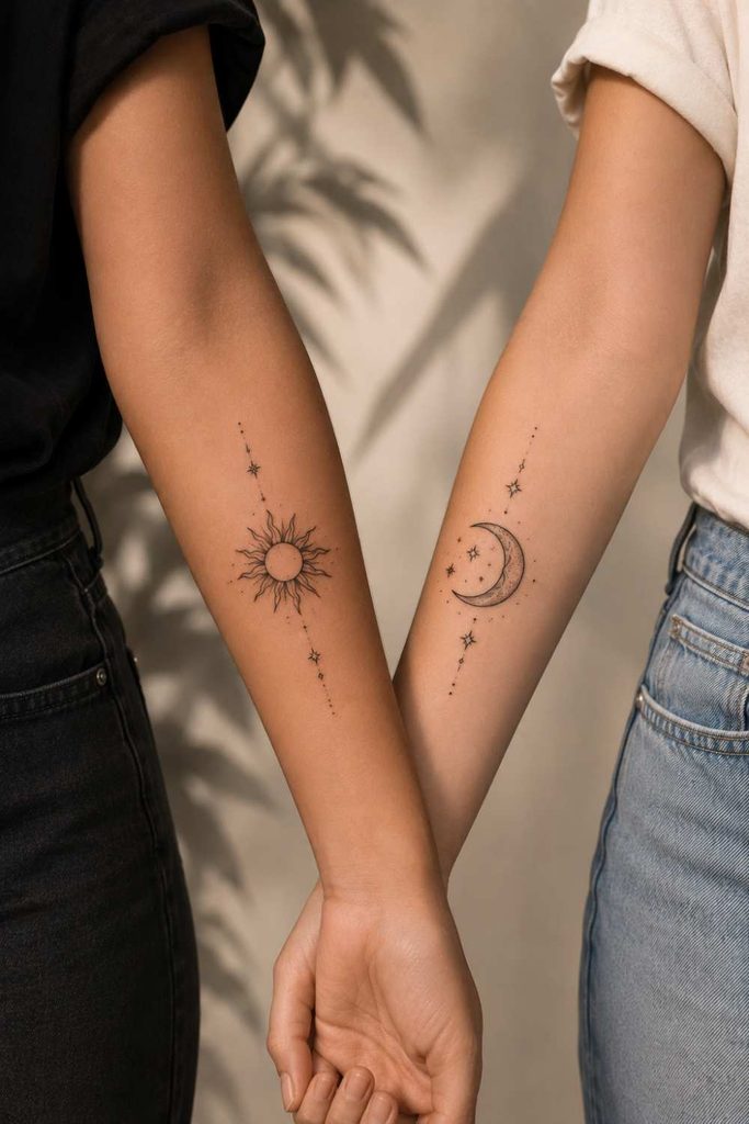 A picture of moon and sun tattoo