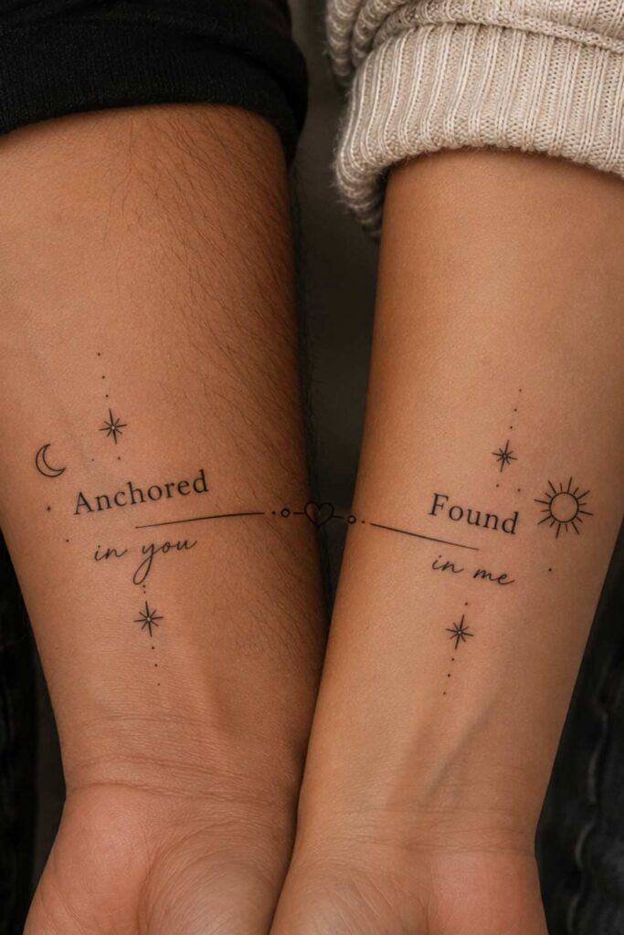 couple tattoo showing meaningful words