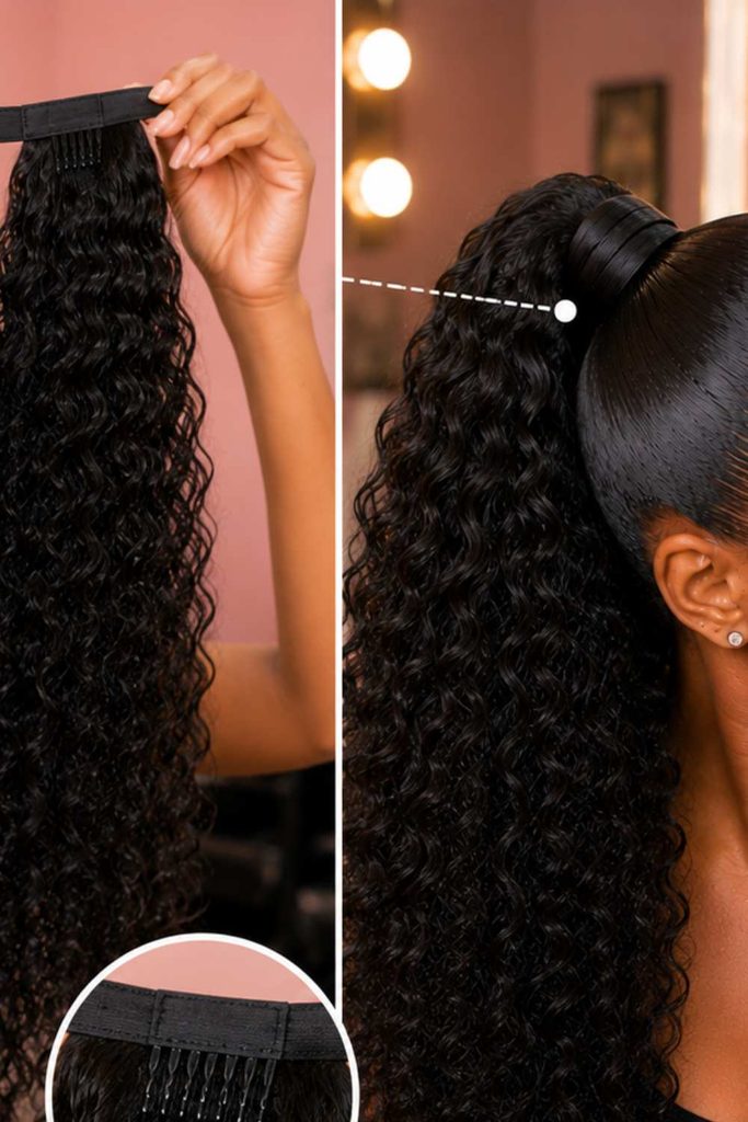 A picture of hair extension and add it to the hair