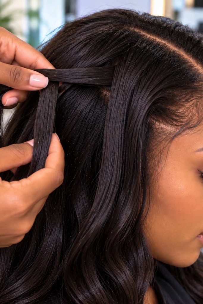 A picture of how to begin waterfall braid hairstyle
