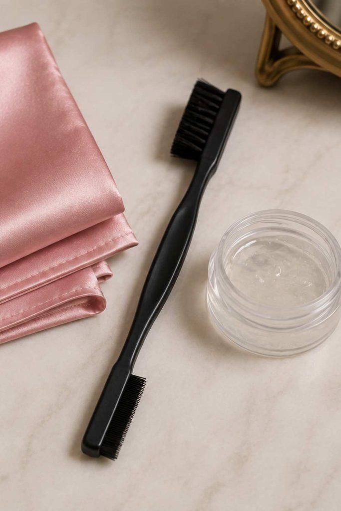 A picture of a silk press cloth or edge brush