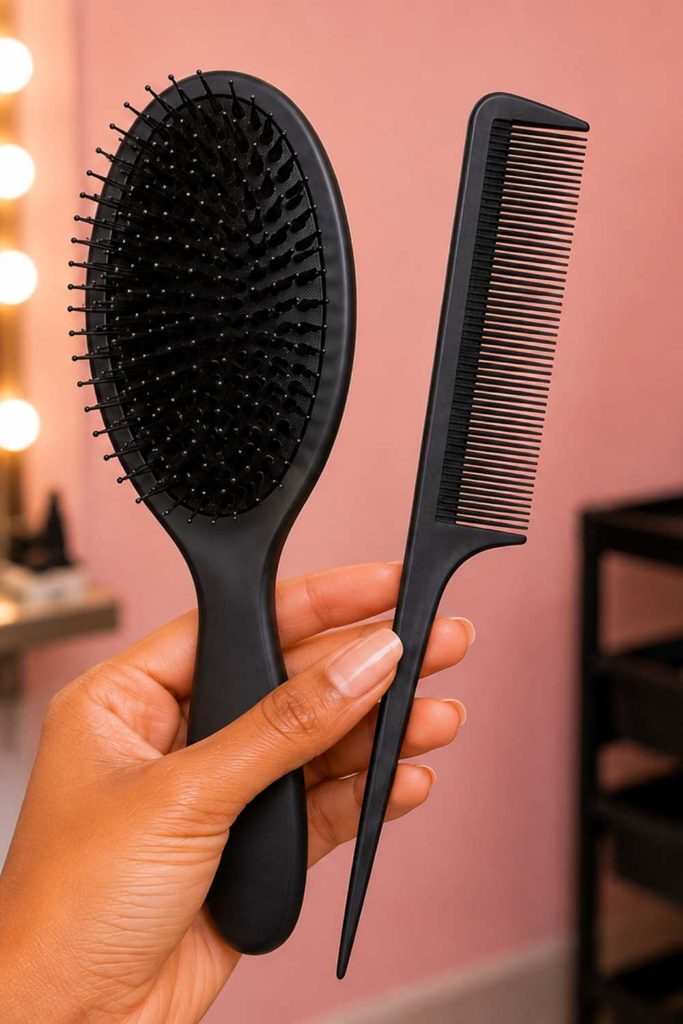 A picture of Soft-bristle brush vs. fine-tooth comb