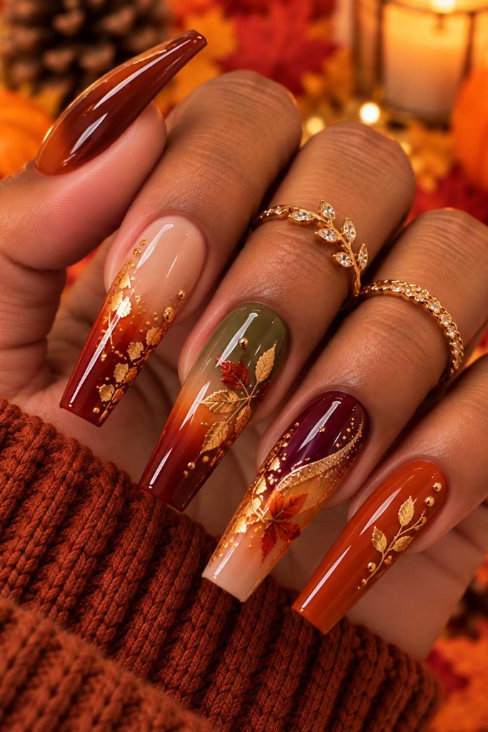 An image of Autumn Ombre Cute Fall Nails design