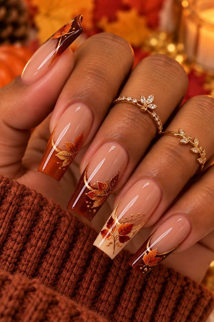 An image Fall French Tip Cute Fall Nails design
